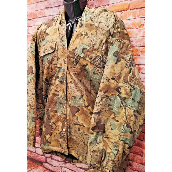 Canyon Guide Outfitters Hunting Jacket Men's Brown Realtree Hooded Button Front - Picture 3 of 9